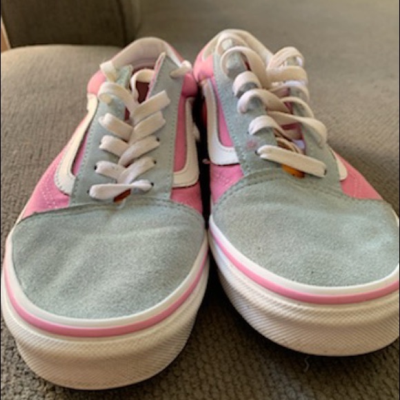 Vans Shoes - Vans old school color block pink orange light blue skate shoes. Size 7 junior